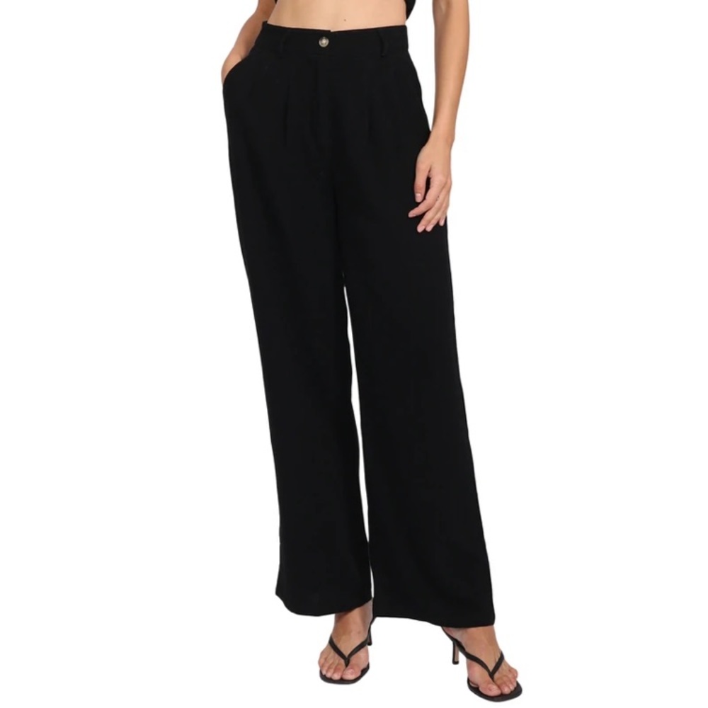 Black Linen Trousers - LARGE